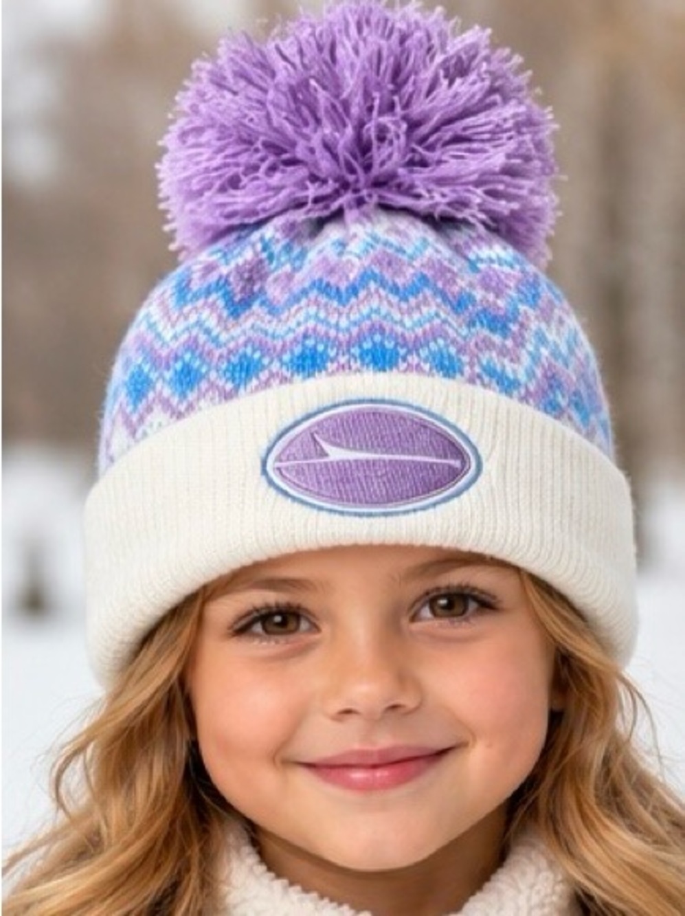 47 Brand NFL New York Jets Elsa Cuff Knit Beanie Purple White Pom Winter Hat
